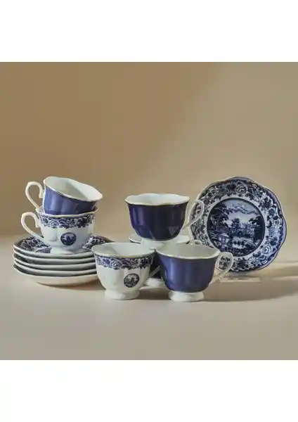 Karaca Blue Odyssey 6 Kişilik Porselen Kahve Fincan Takımı Şık ve Dayanıklı Tasarım