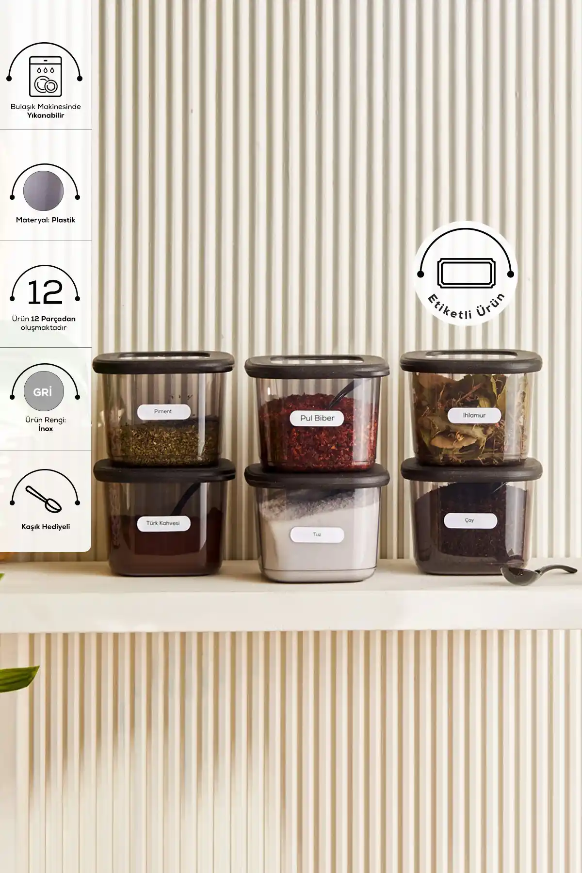 Karaca Forbs 6'lı Saklama Kabı ve Baharat Takımı Modern Tasarım ve Fonksiyonellik Sağlar