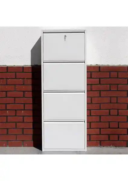 Kaser Gadahome Kilitli Beyaz Metal Ayakkabılık 4'lü Modern ve Güvenli Depolama Çözümü
