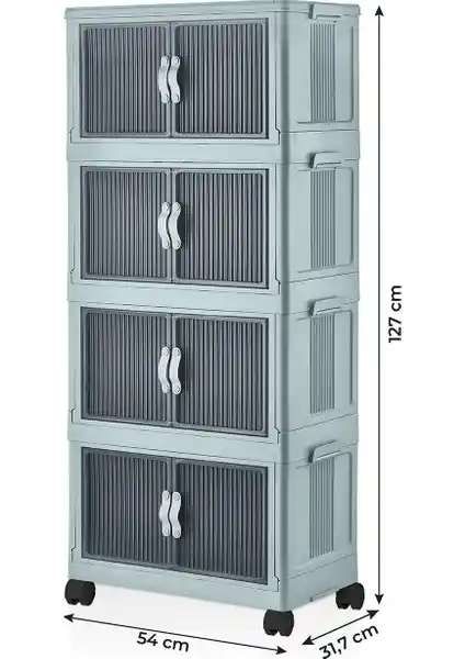 Kavi Entegre Plastik Katlanabilir Modüler Dolap 4’lü: Çok Yönlü Depolama ve Düzenleme Çözümü