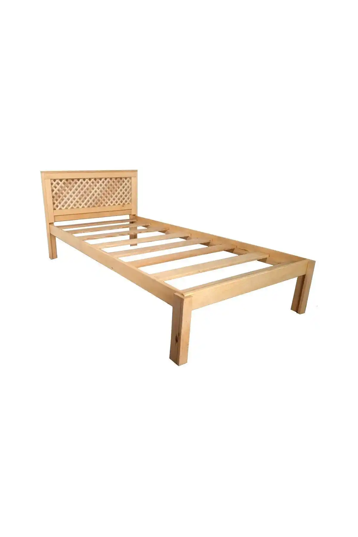 Kayseri Masif 90x190 Yatak Uyumlu Separatör Başlıklı Karyola Doğal Ahşap ve Rustik Tasarım