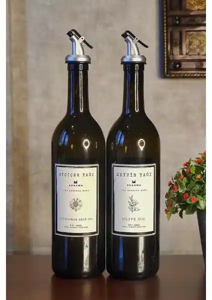 Khakma Amber 2'li 750 ml Zeytinyağı ve Sıvıyağ Şişeleri Estetik ve Pratik Mutfağınız İçin