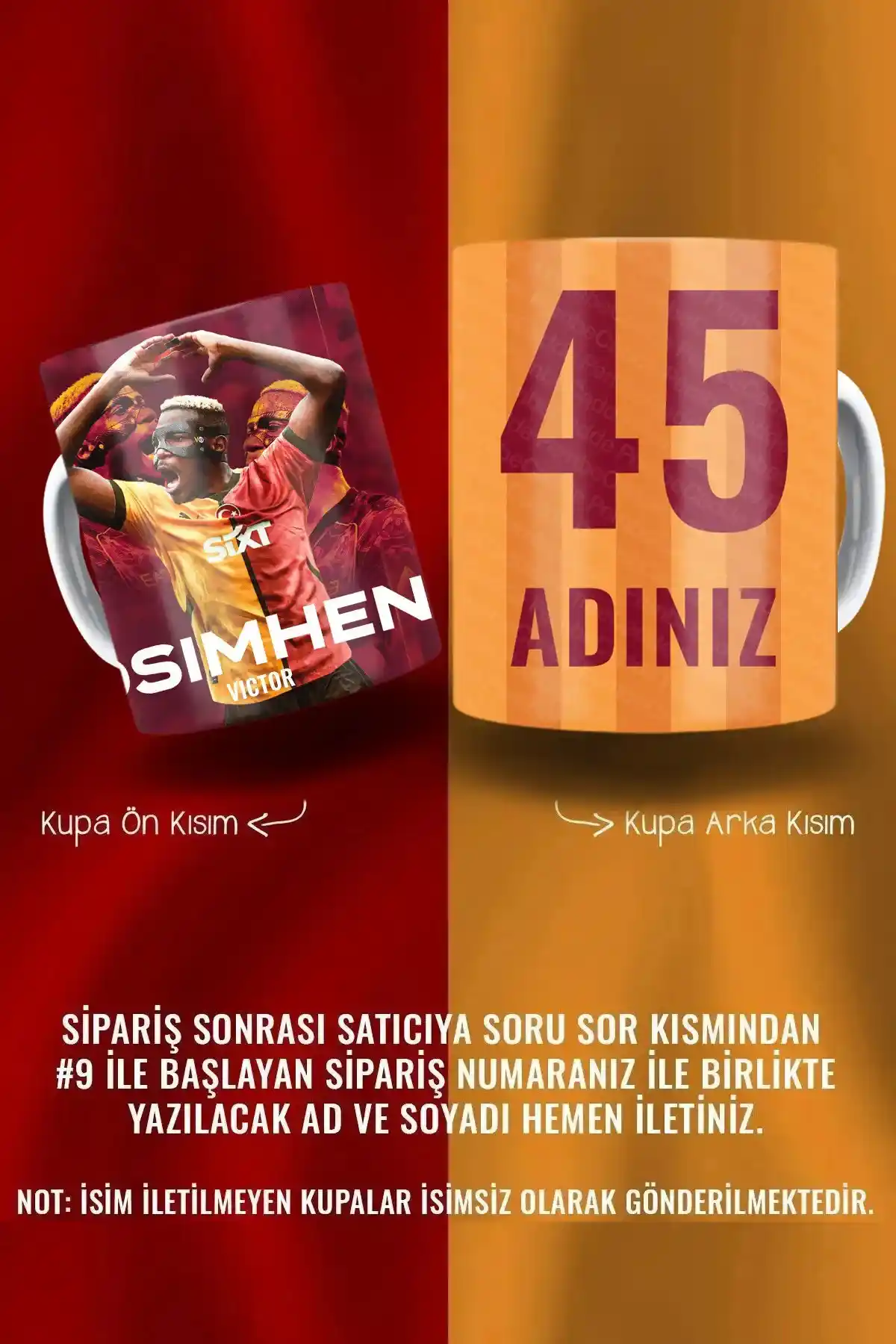 Kişiye Özel Porselen Kahve Kupası Sarı Kırmızı Renk Seçenekleriyle Şık ve Dayanıklı