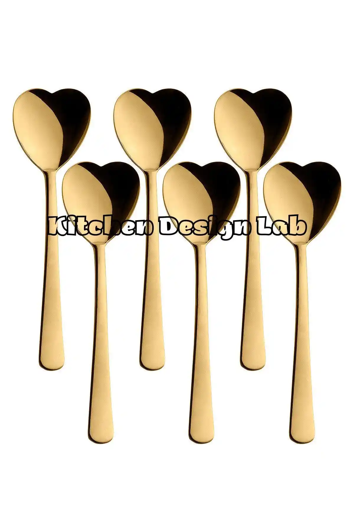 Kitchen Design Lab Gold Kalp Şekilli 6'lı Dondurma ve Tatlı Kaşığı Seti