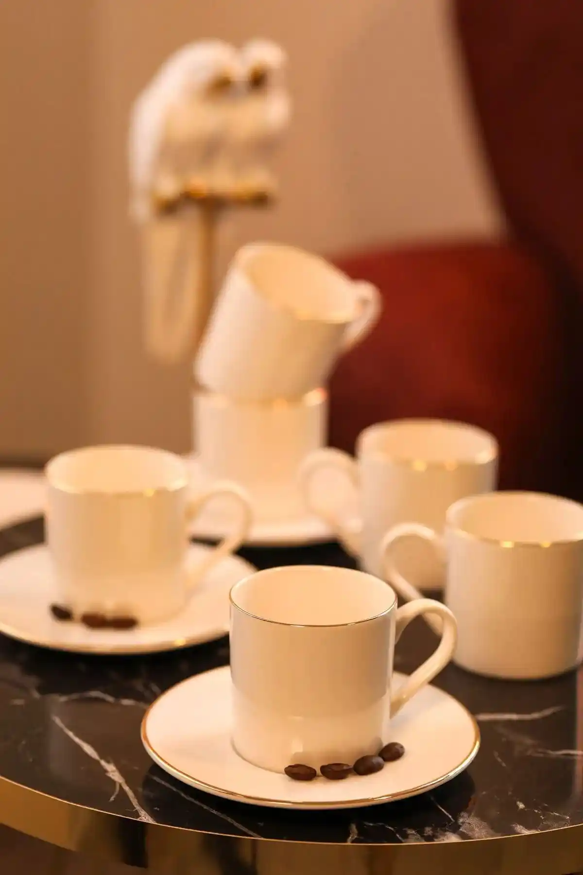 Kitchen Life Altın Kenarlı 12 Parça 6 Kişilik Kahve Fincan Takımı Şıklık ve Dayanıklılık