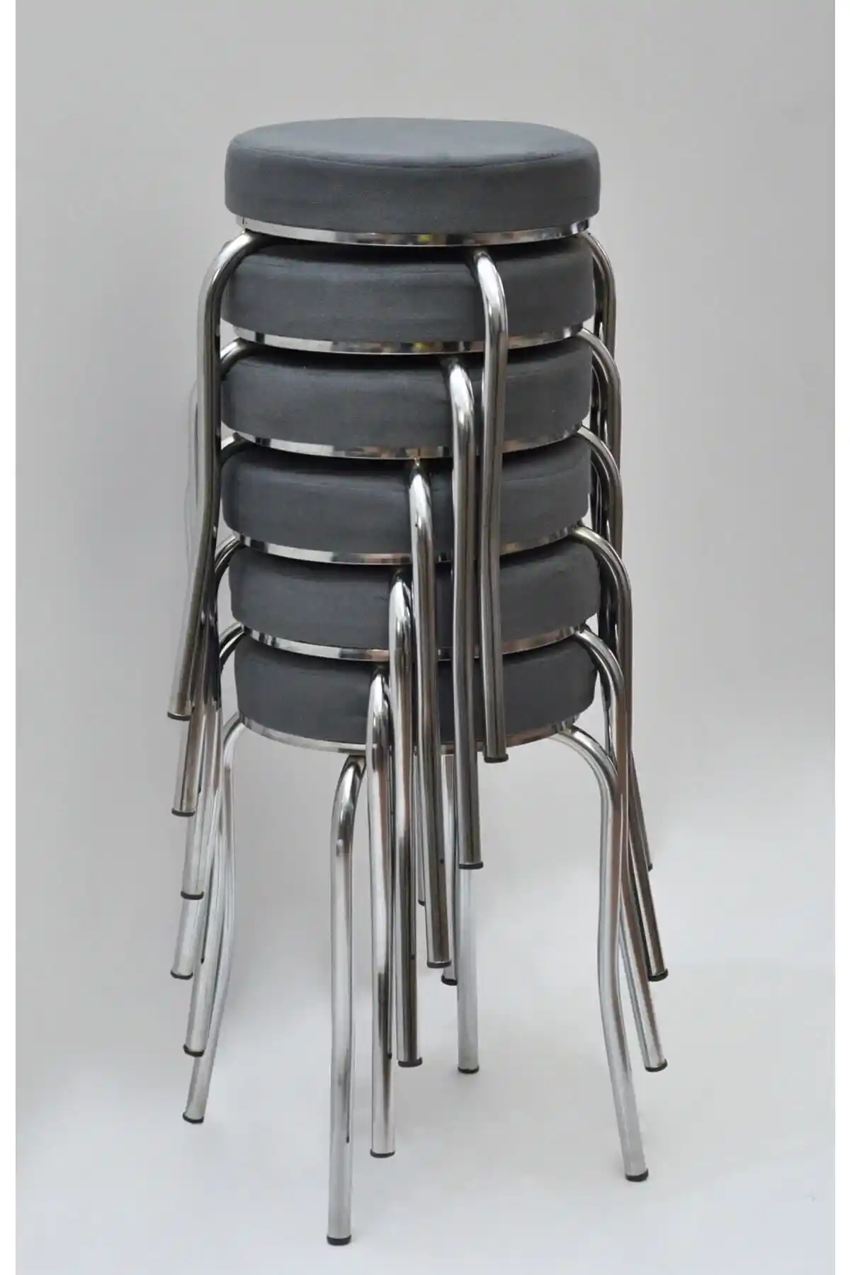 Krom Ayaklı Mina Kumaşlı Modern ve Dayanıklı Tabureler - Şık Mekanlar İçin Uygun