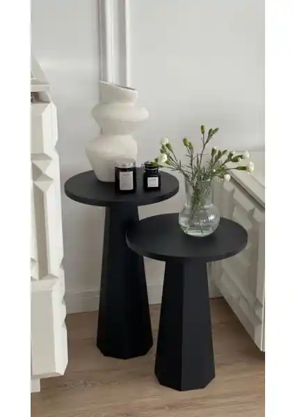 Kupp Design Lilyum Mantar Sehpa İkili Seti Modern ve Şık Dekorasyon Unsuru