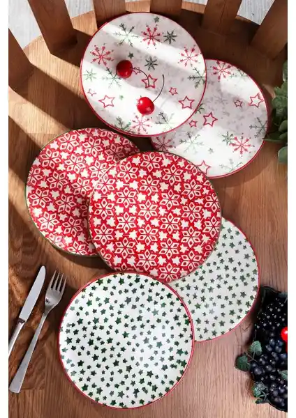 Kütahya Seramik 21 cm Pasta Tabağı Seti Modern ve Dayanıklı Sofra Sunumu İçin