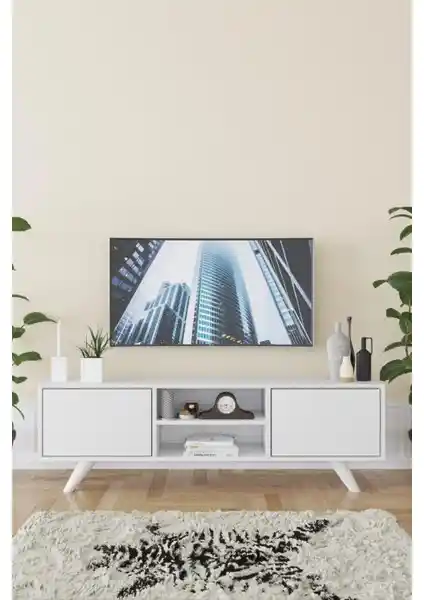 KZY Romeo Beyaz TV Sehpası Modern Tasarım ve Fonksiyonellik Sunar