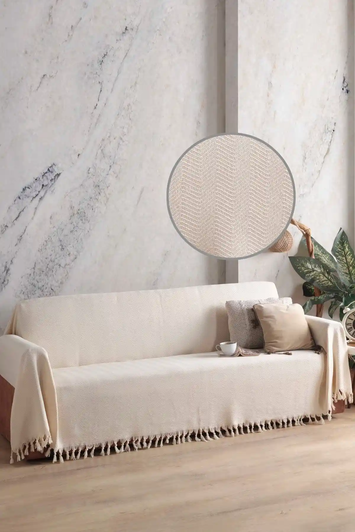 LADYNİL Naturel Koltuk Örtüsü: Şık ve Dayanıklı Pamuklu Dekorasyon Çözümü