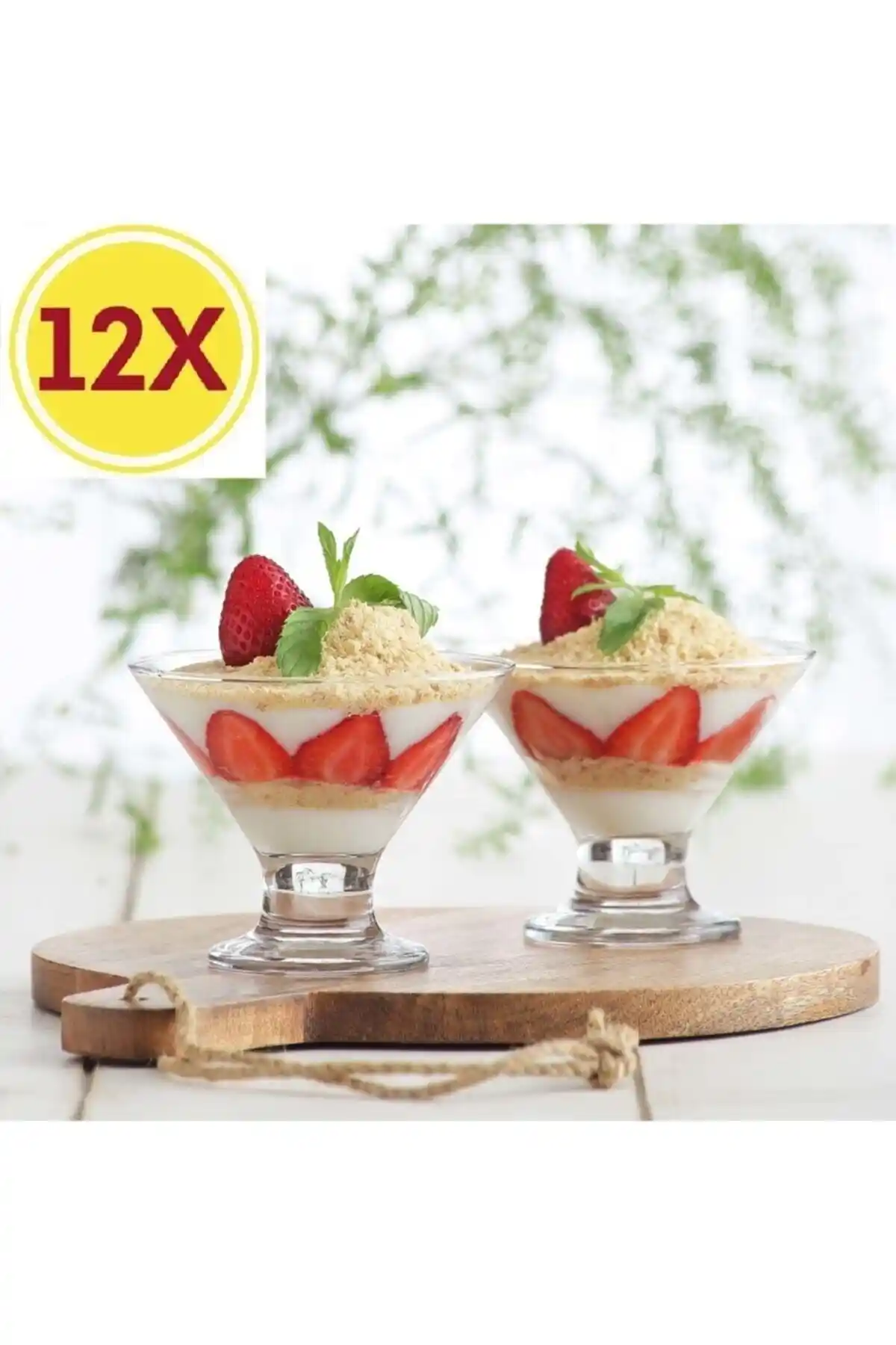 LAV Cre367 Cam Ayaklı Dondurmalık Seti 165cc 12 Parça Modern ve Şık Tatlı Sunumları İçin