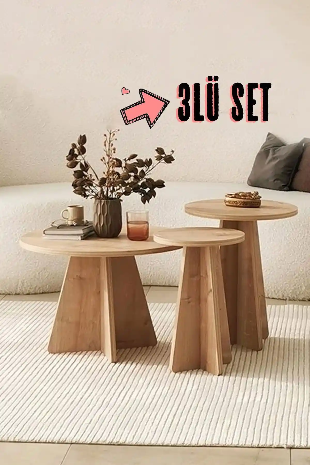 Lefty Geniş İsveç Stilinde Modern Mantar Sehpa Takımı Çeşitleri ve Özellikleri