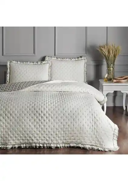 Linens Scarlett Çift Kişilik Yatak Örtüsü Seti Taş Renk Modern ve Şık Tasarım