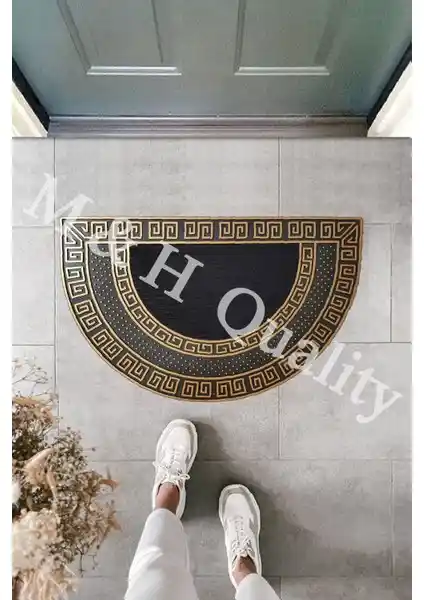 M&H Kalite Versace Temalı Dekoratif Yarım Ay Kapı Önü Paspası 75-90 Karakter