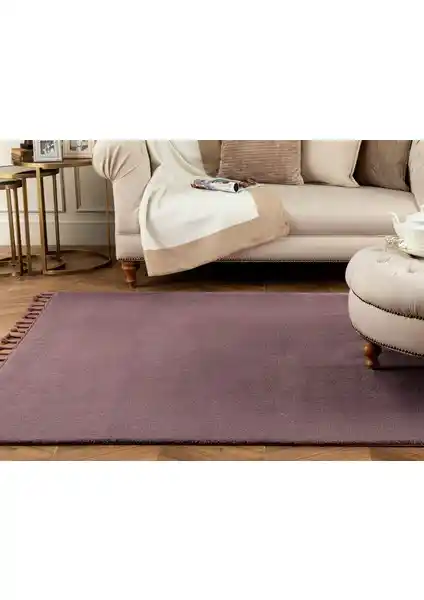 Madame Coco Carol Saçaklı Halı Koyu Mürdüm Modern Tasarım ve Dayanıklılık Özellikleri