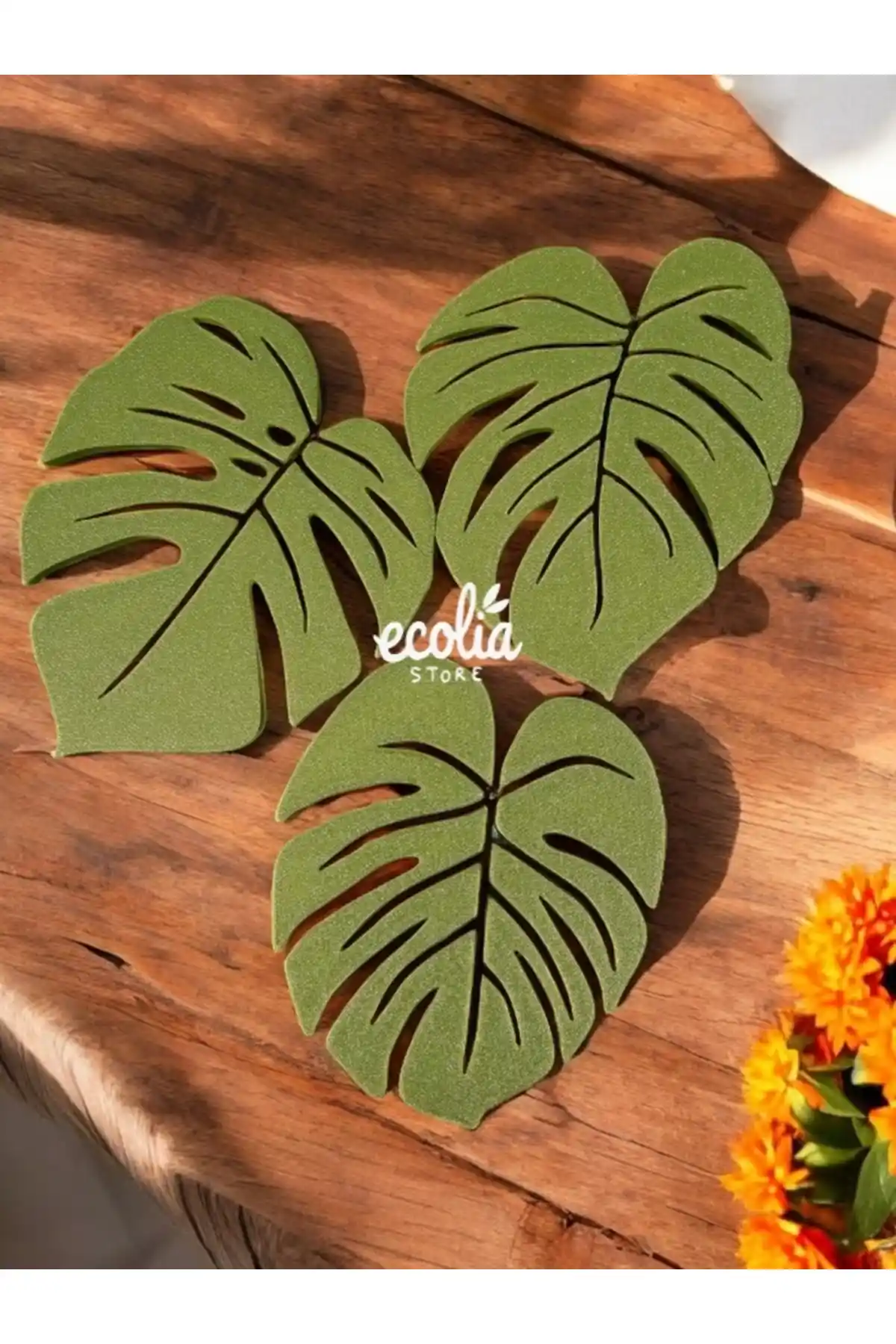 Main Collectibles 3'lü Yeşil Yaprak Desenli Bardak Altlığı Seti - Estetik ve Dayanıklı Tasarım