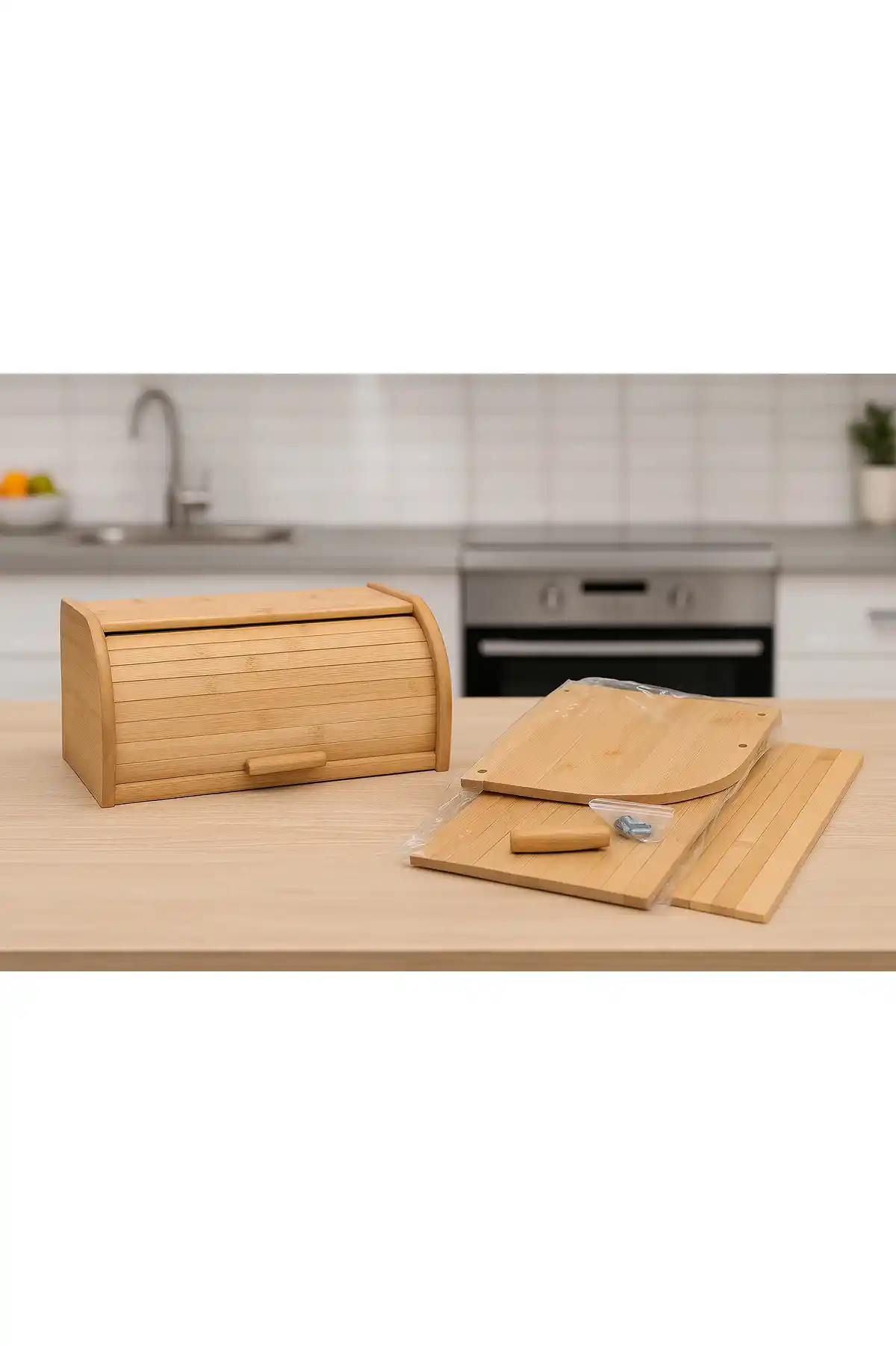 Makri Home Doğal Bambu DEMONTE Ekmeklik: Estetik ve Kullanışlı Mutfak Dekorasyonu