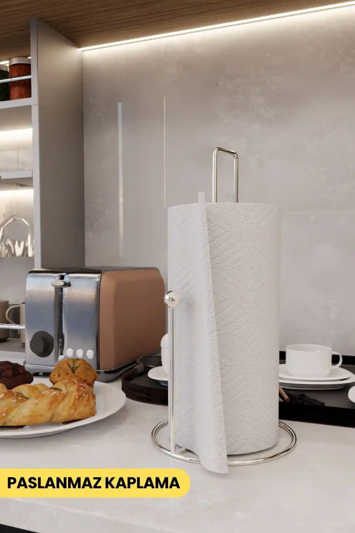 MBA Decor Metal Bending Art Gümenüş Harmony Kağıt Havluluk Modern ve Şık Mutfak Aksesuarı