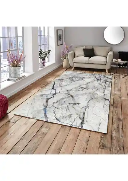 Mekta Home Beyaz Mermer Halı Örtüsü: Estetik ve Fonksiyonellik Bir Arada