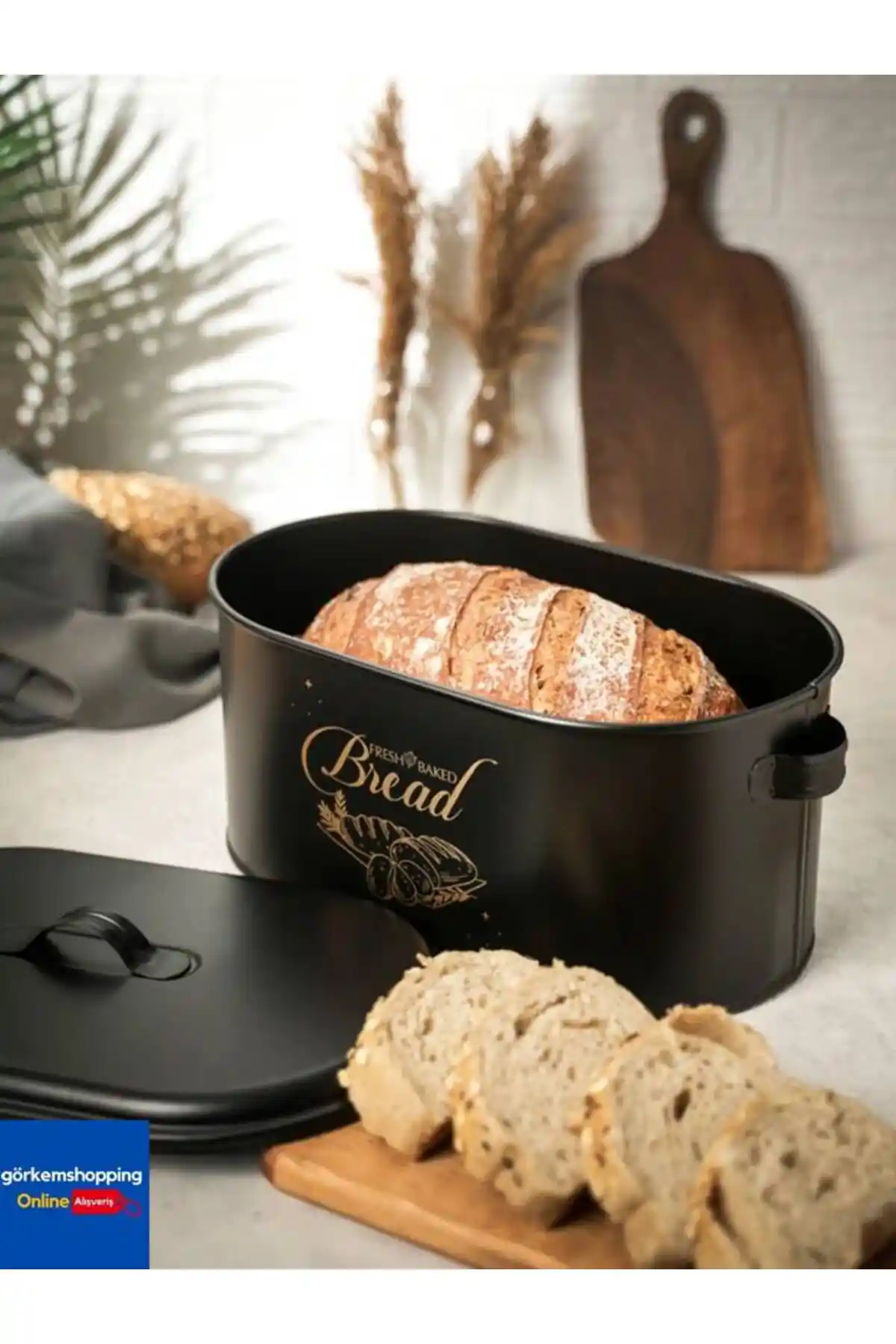 Metalshop Lüx Metal Büyük Boy Kapaklı Desenli Ekmeklik Modern ve Dayanıklı Tasarım