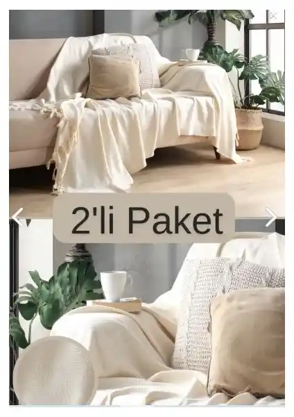 Miracolo Home Sık Dokuma Pamuklu Dekoratif Koltuk Örtüsü Seti Ev Dekorasyonuna Şıklık Katıyor