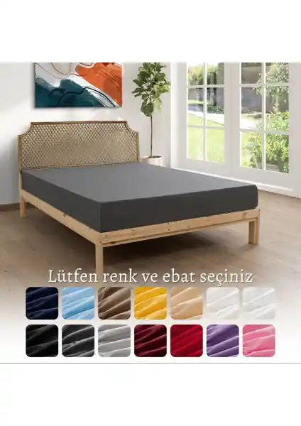 MODELHOME Antrasit Renkli %100 Pamuk Penye Kumaş Lastikli Çarşaf Yatak Konforu ve Şıklık İçin Uygun