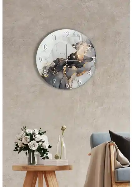 Modern Siyah Cam Duvar Saati 27cm - Estetik ve Dayanıklı Dekorasyon Parçası