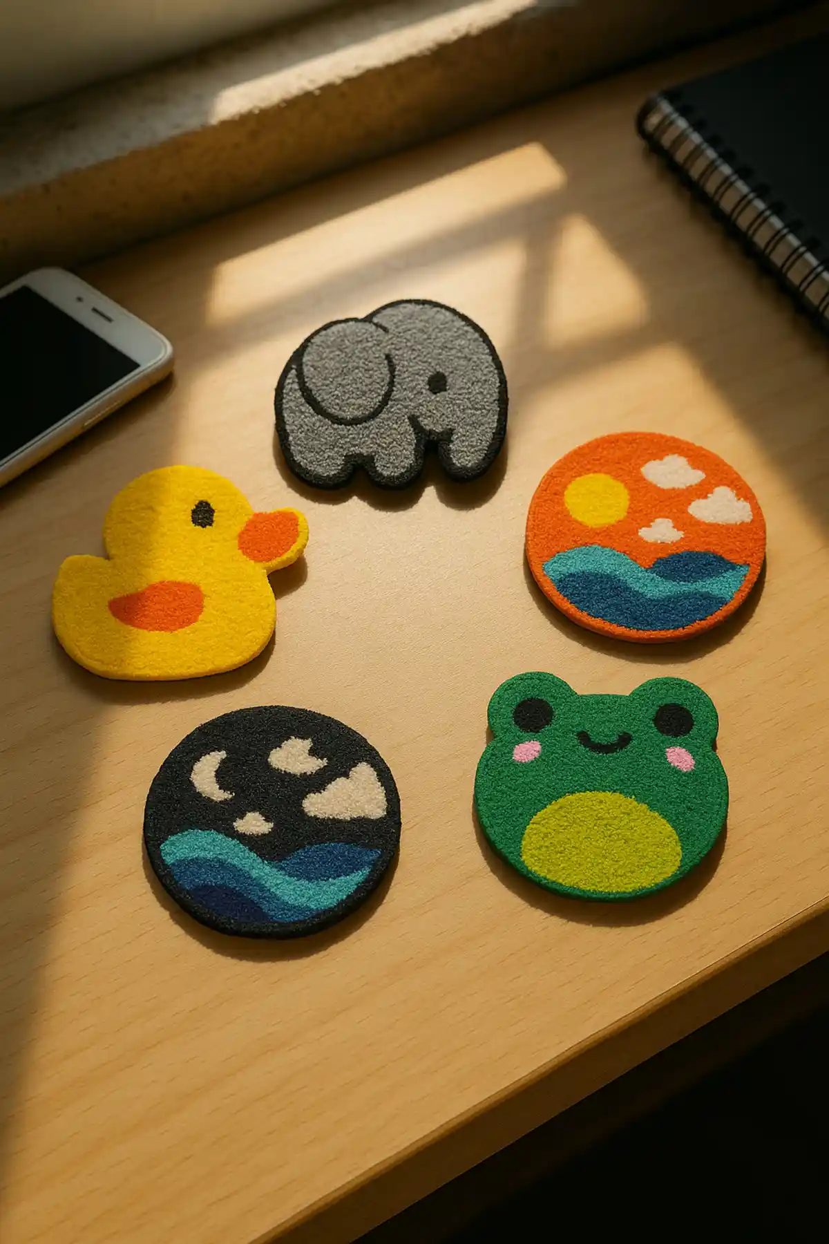 Modern ve Dayanıklı 5 Parçalı Sima Karışık Desenli Bardak Altlığı Seti