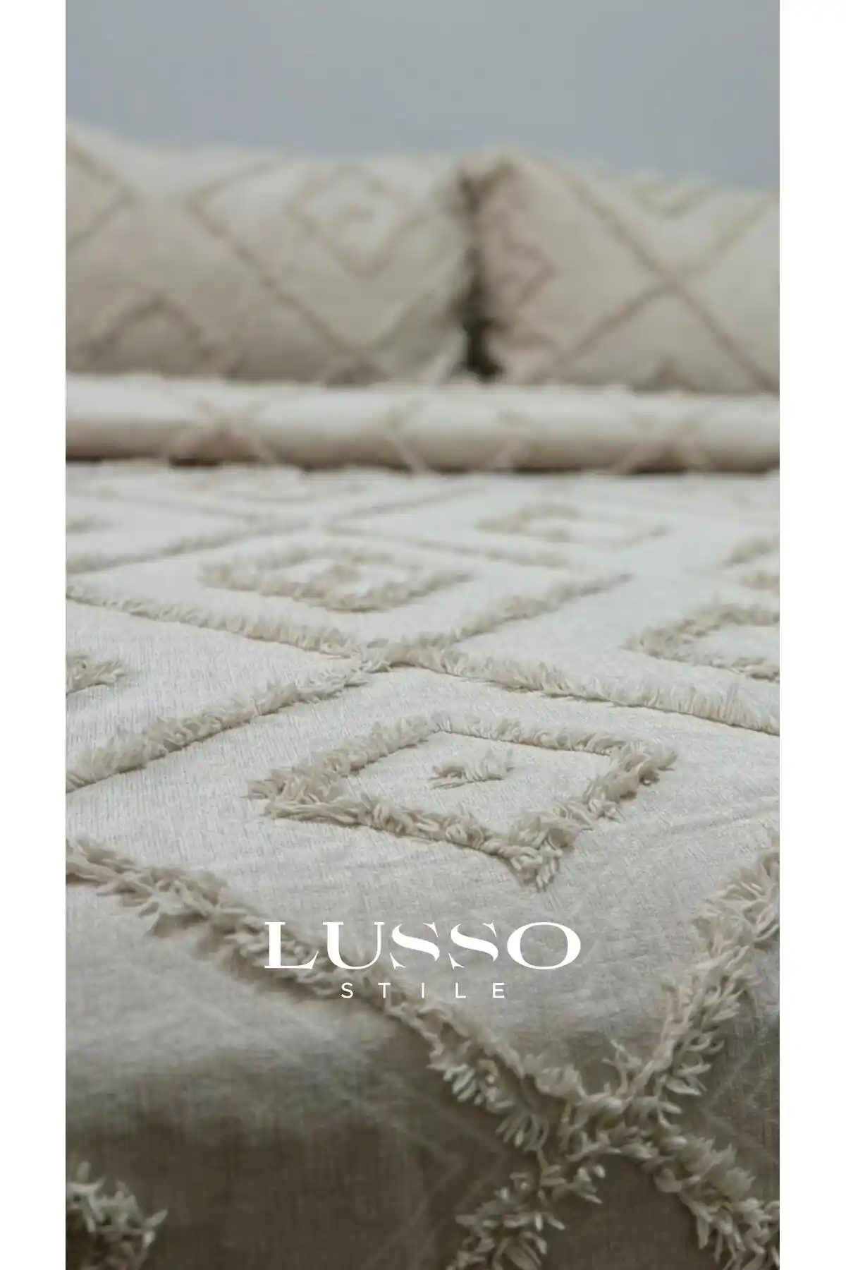 Modern ve Şık İskandinav Tarzı Çift Kişilik Yatak Örtüsü 240x250 cm