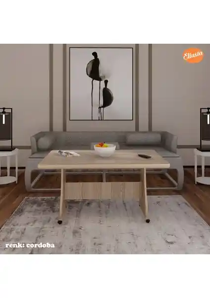 Modilayn Eliusta Tekerlekli MDF Masa: Modern Tasarım ve Çok Amaçlı Kullanım İmkanı