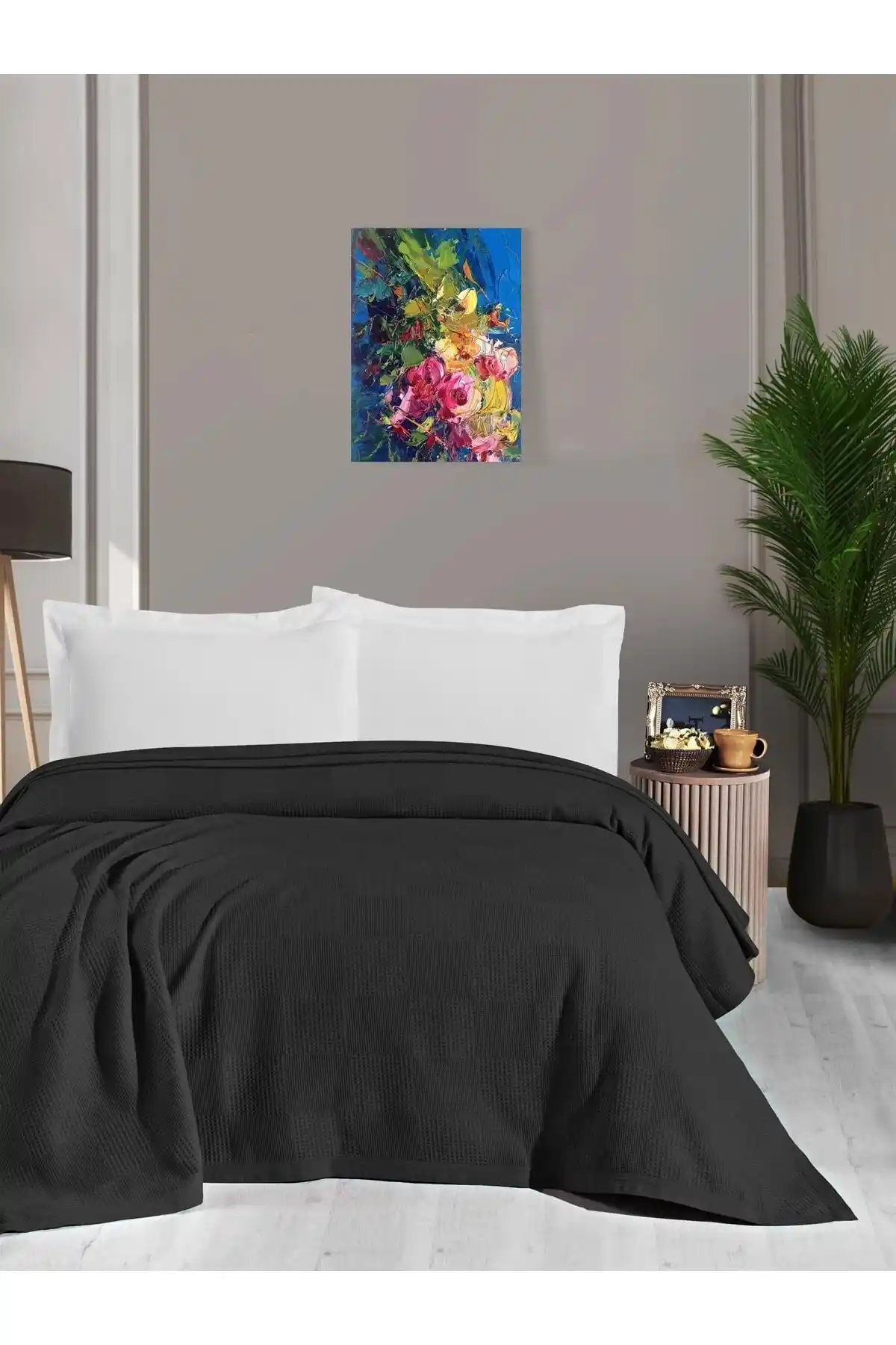 Mulberry Waffle Desenli Pike: Modern ve Dayanıklı Pamuklu Yatak Örtüsü 170x240 cm