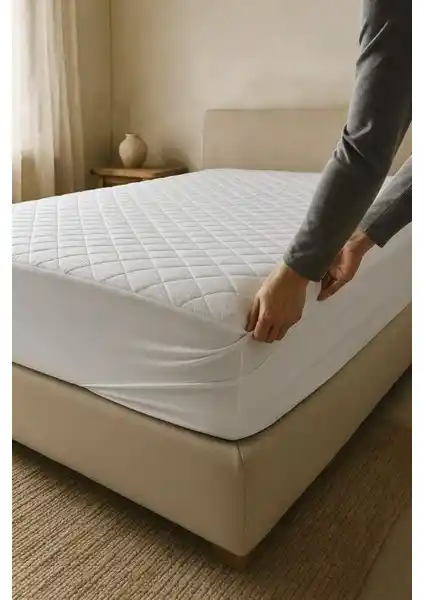 Nart Home Pamuklu Kapitone Yatak Alezi Beyaz - Uzun Ömürlü ve Hijyenik Koruma