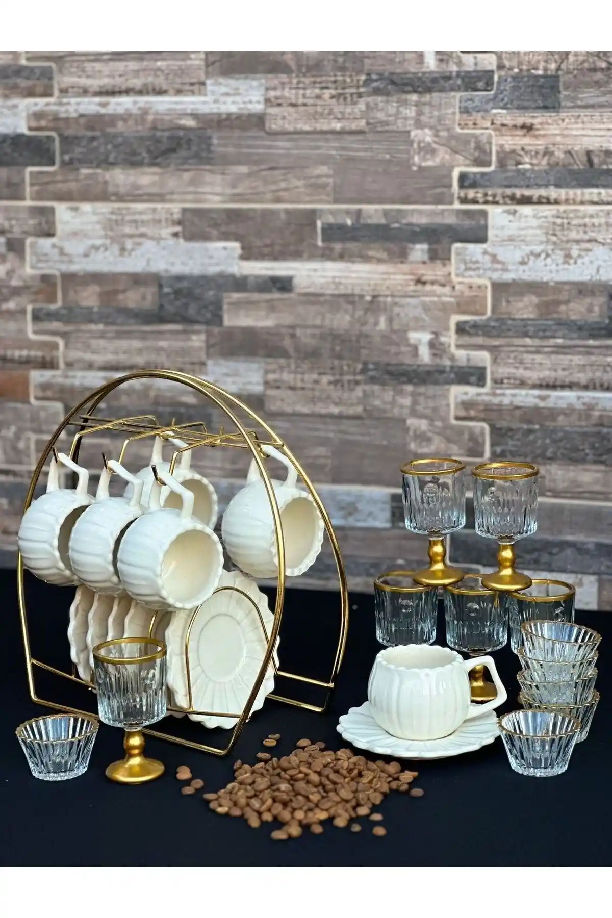 NK Hediye Köşkü 25 Parça Papatya Desenli Kahve Seti Şık ve Fonksiyonel Tasarım