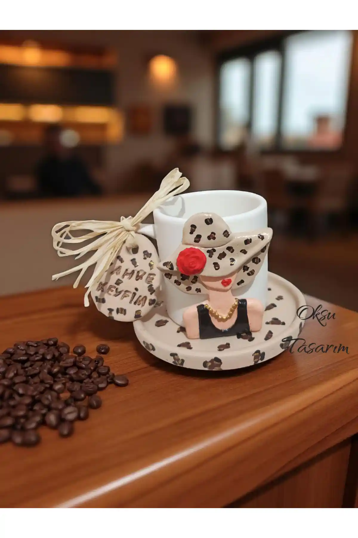 Oksukokulutaş Leopar Desenli Türk Kahvesi Fincanı El İşçiliği ve Şıklık Bir Arada