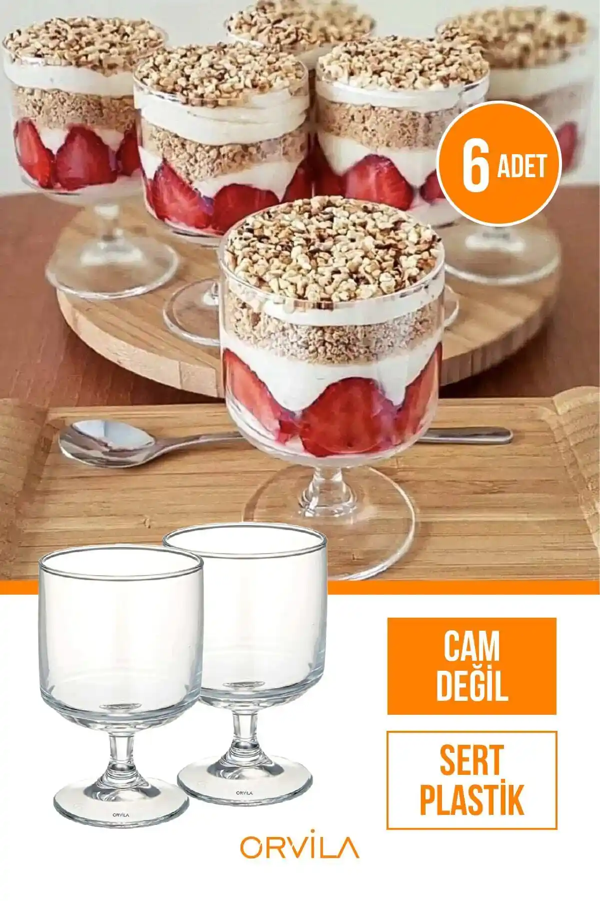 Orvila Magnolia Tatlı Sunum Bardağı: Dayanıklı ve Estetik Plastik Sunum Kabı