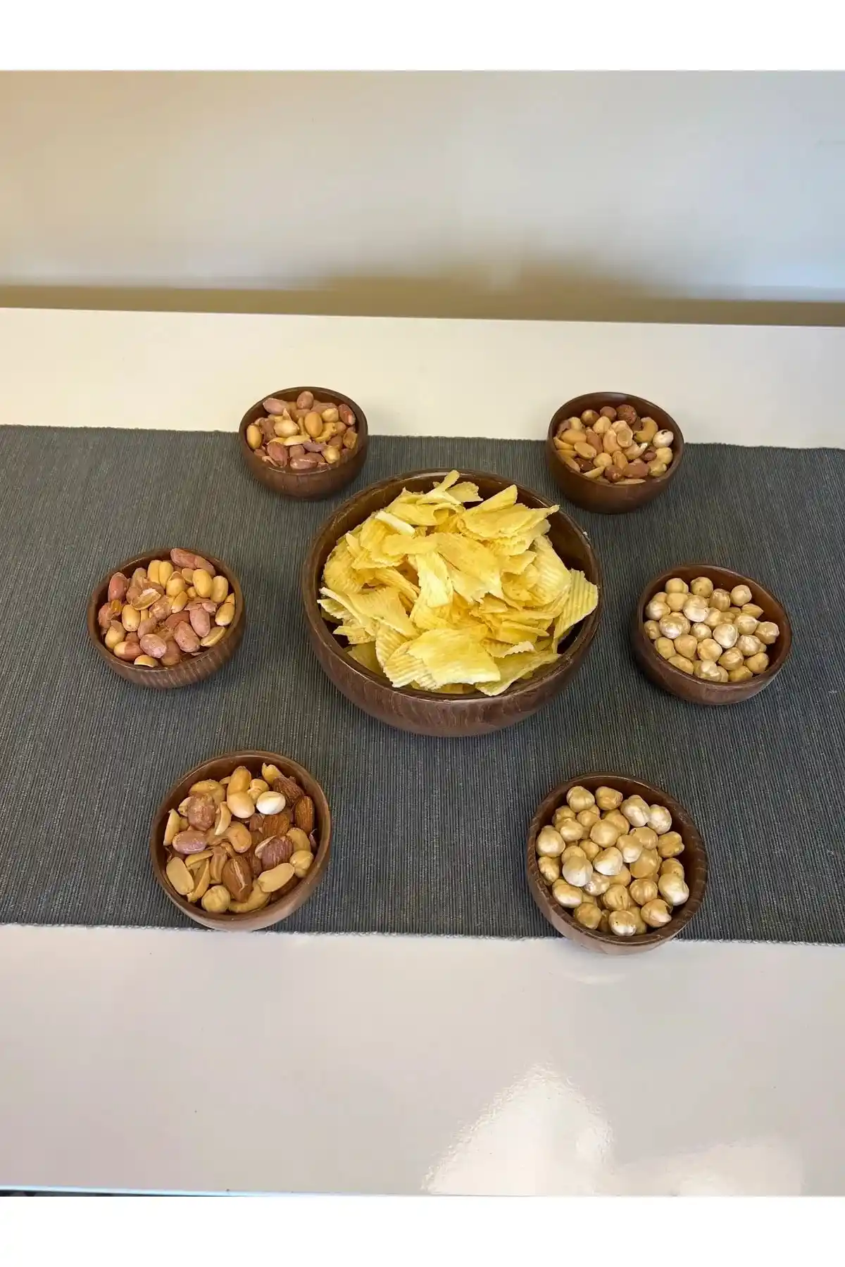 Öz Nur Home Gürgen Ağacından 7'li Çerezlik Takımı Doğal ve Şık Tasarımıyla Ev Dekorasyonunuza Uyum Sağlar