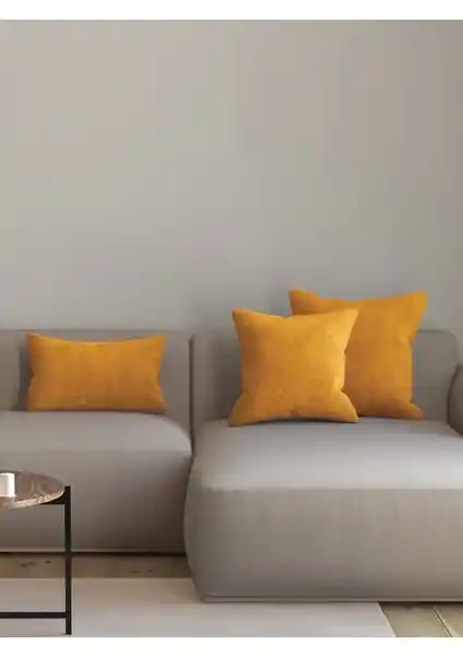 Pastel Kadife Dokulu Kadife Çiçeği Rengi Kırlent Yastık Kılıfı Dekoratif ve Dayanıklı Tasarım