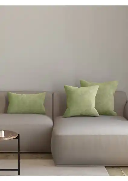 Pastel Kadife Enginar Rengi Kırlent Kılıfı Şık ve Dayanıklı Dekorasyon Ürünü