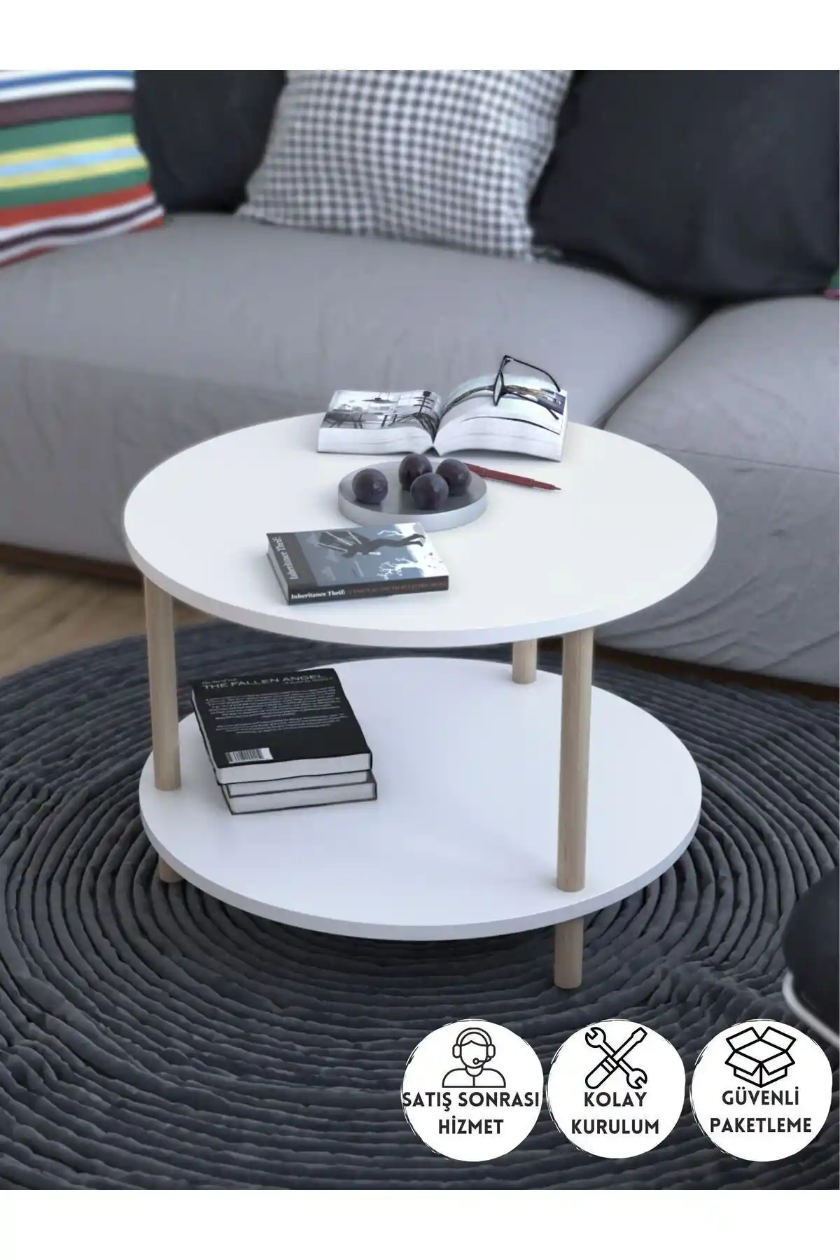 PEKA Yuvarlak Orta Sehpa Modern ve Şık Tasarımıyla Dekorasyonunuza Şıklık Katar