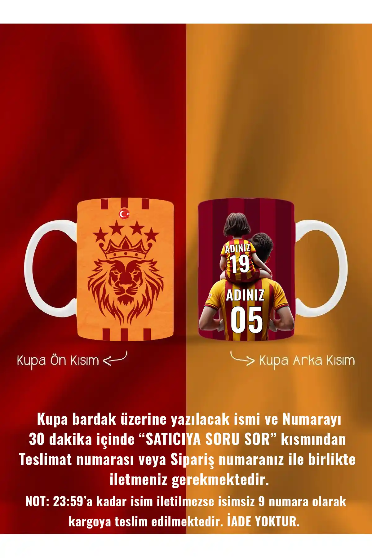 PembeCadde Baba-Kız ve Anne-Kız Kişiye Özel Hediye Kupası 330 ml dayanıklı porselen