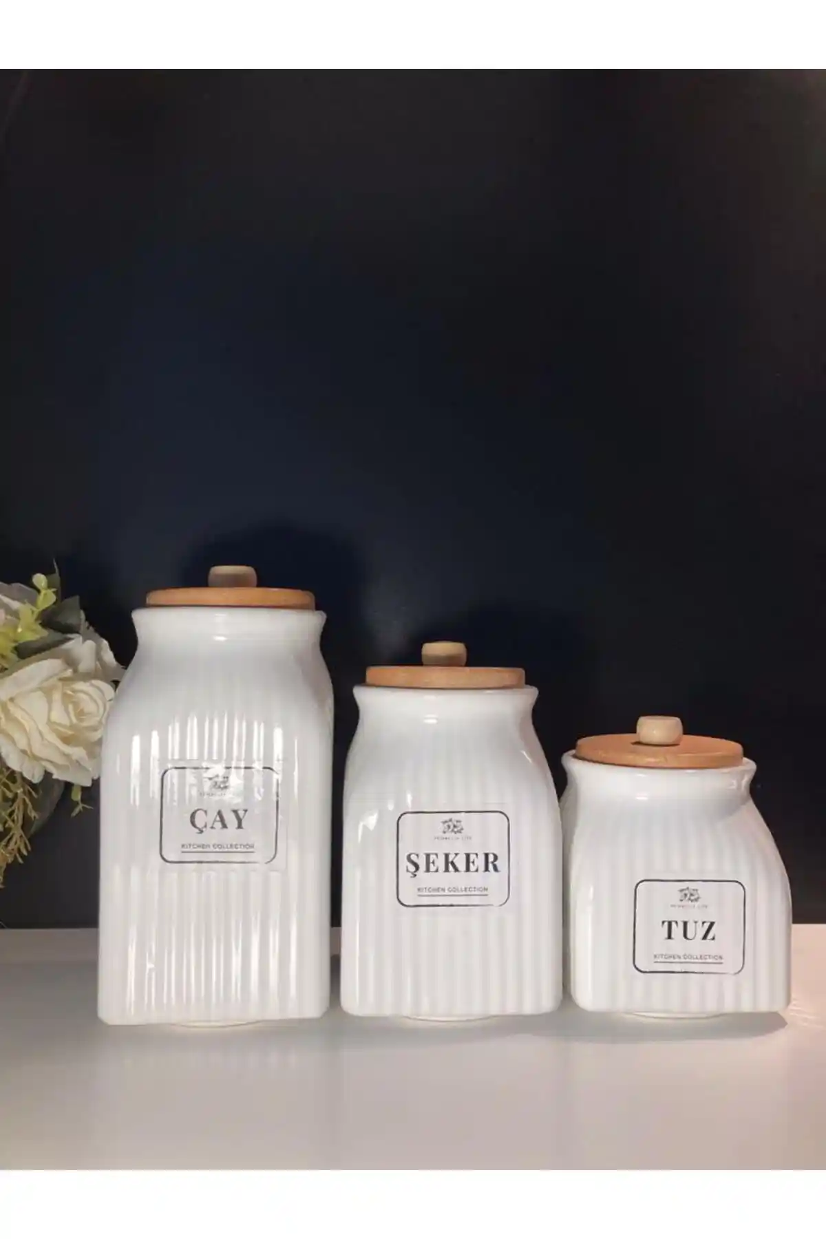 Pembelia Life 3’lü Porselen Kavanoz Seti: Şık ve Dayanıklı Mutfak Saklama Çözümü