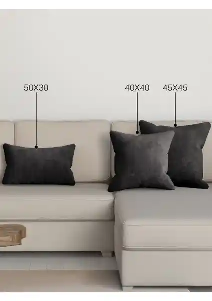 Perle Home Daily Serisi Siyah Kırlent Kılıfı Modern ve Dayanıklı Ev Dekorasyonu İçin Uygun