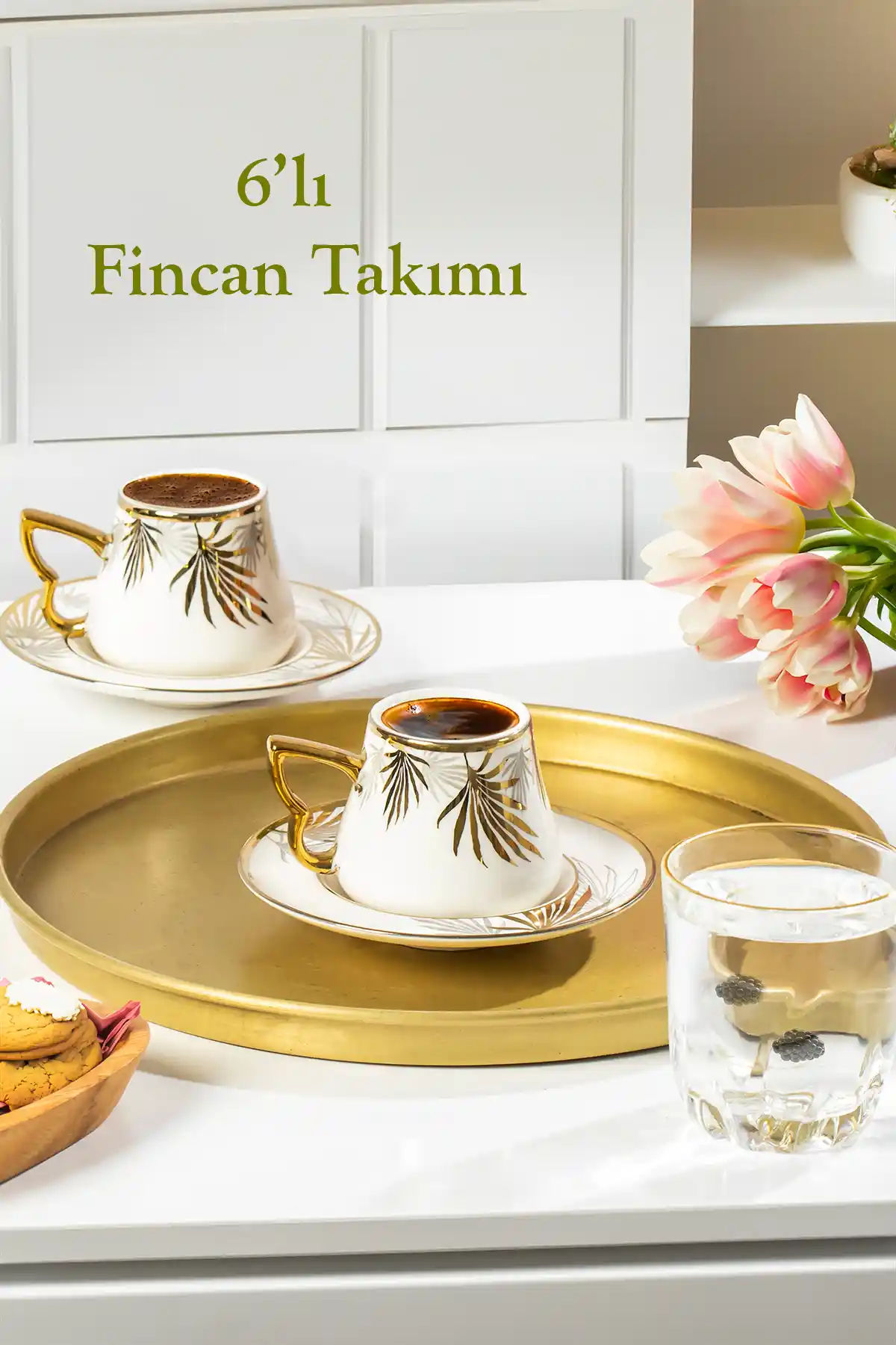 Porsima Seren Altın Yalızlı Fincan Seti 6 Kişilik Şık ve Dayanıklı Kahve Takımı