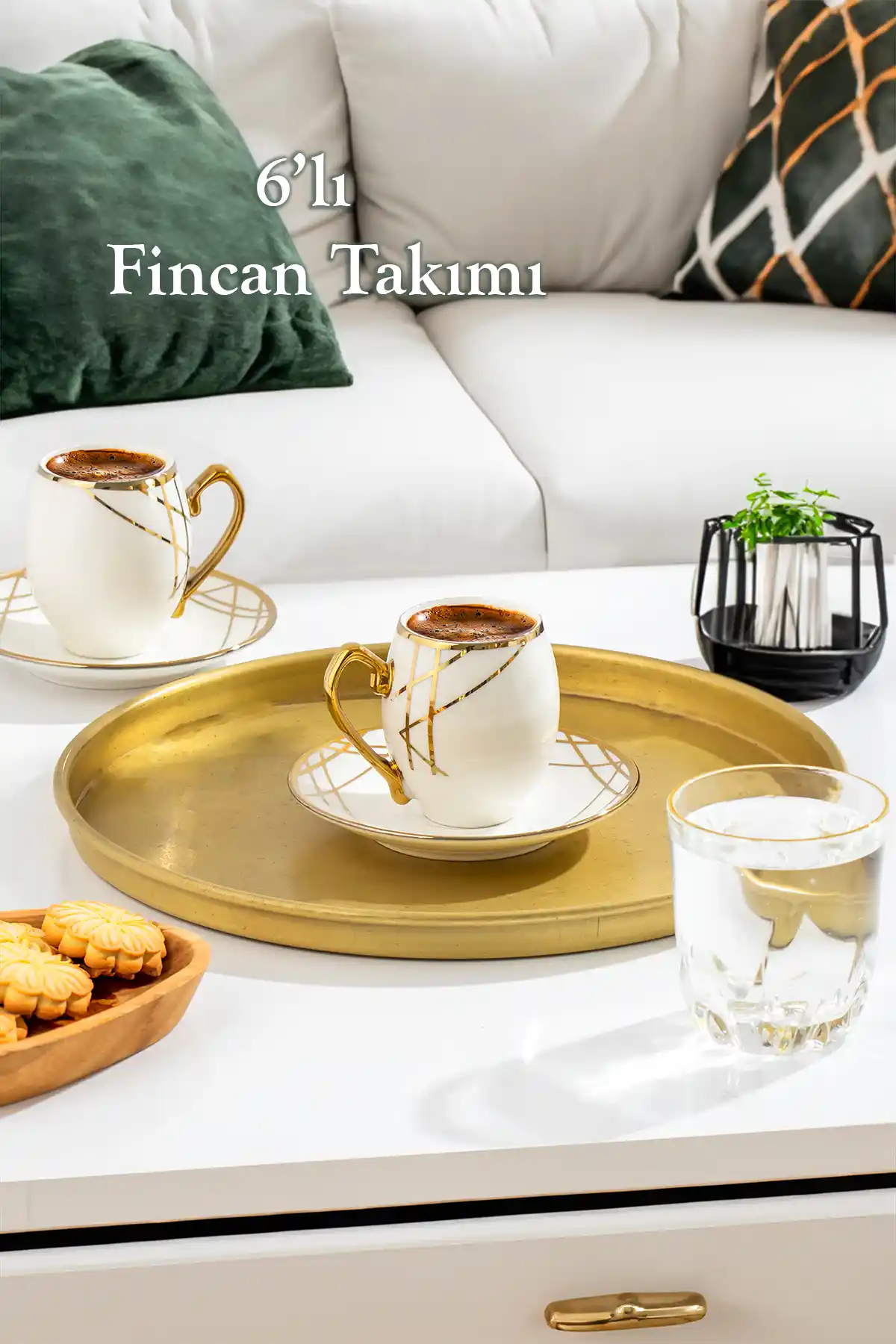 Porsima Solara Altın Yalızlı Fincan Seti 6 Kişilik Şık ve Dayanıklı Tasarım