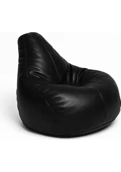 Pufumo Deri Armut Koltuk Siyah Modern ve Şık Oturma Çözümü İç ve Dış Mekanlar İçin