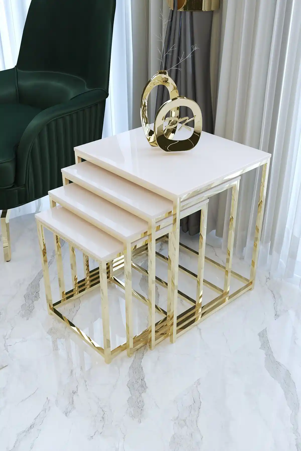 Puklife Duru 4'lü Kare Zigon Sehpa Seti Modern Tasarım ve Fonksiyonellik Sunar