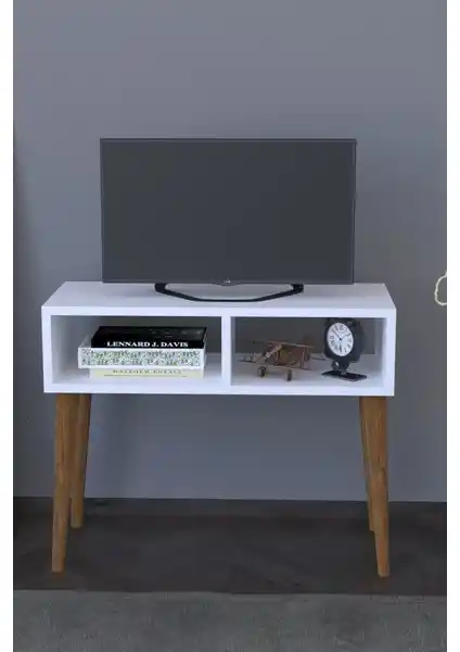 Remaks Retro TV Sehpası Ünitesi Beyaz, Modern ve Dayanıklı Tasarım, Çevre Dostu Malzeme