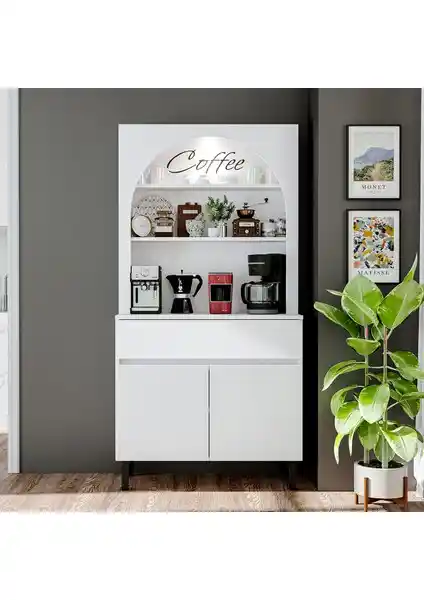 Roomart Venedik Kahve Köşesi Modern Çok Amaçlı Mutfak Dolabı 90 cm genişlikte ve şık tasarım