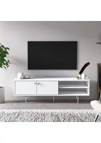 Ruum Store Kros TV Ünitesi Opak Beyaz Modern ve Şık Tasarımıyla Yaşam Alanlarına Uyum Sağlar