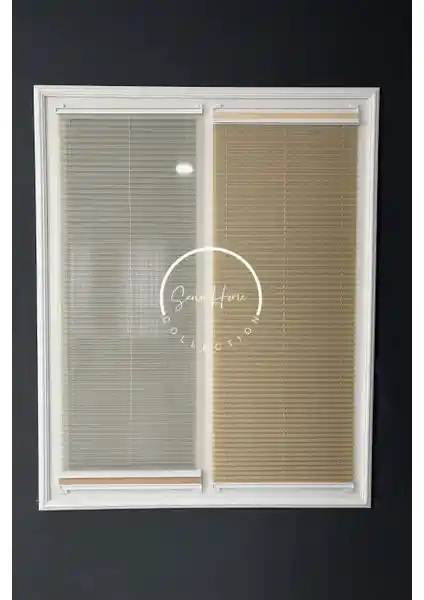 Serin Home Collection Gündüz Gece Katlanabilir Koyu Krem Çiftli Perde 110x90 cm